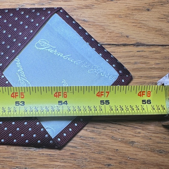 Stunning Turnbull & Asser Burgundy and White Polka Dot Silk Tie - Picture 8 of 8